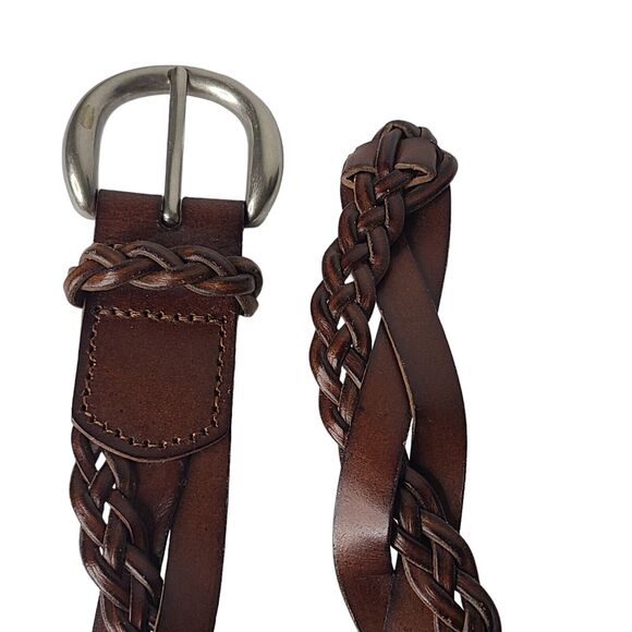 Braided Belt Retro Adjustable Brown Leather Women's 45" SZ XL Classic Western - Picture 3 of 5